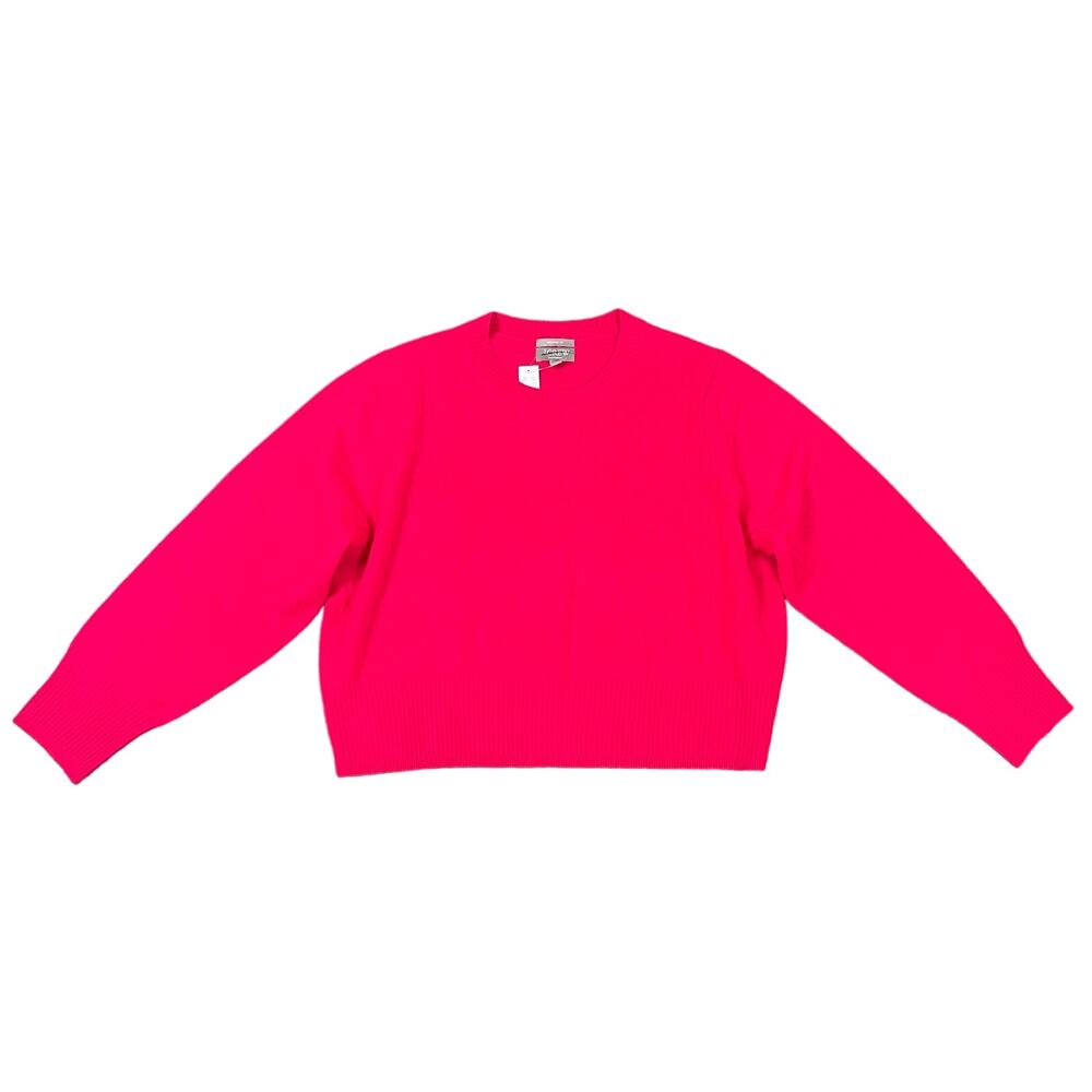 J Crew Cashmere Shrunken Crew Neck Cropped Fit Pink Sweater US Womens 2X New